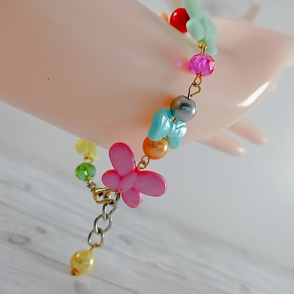 Gelang Tangan Manik-manik/gelang Pita Ala Korea Untuk Wanita Fashion Aksesoris Gelang Anak Pastel