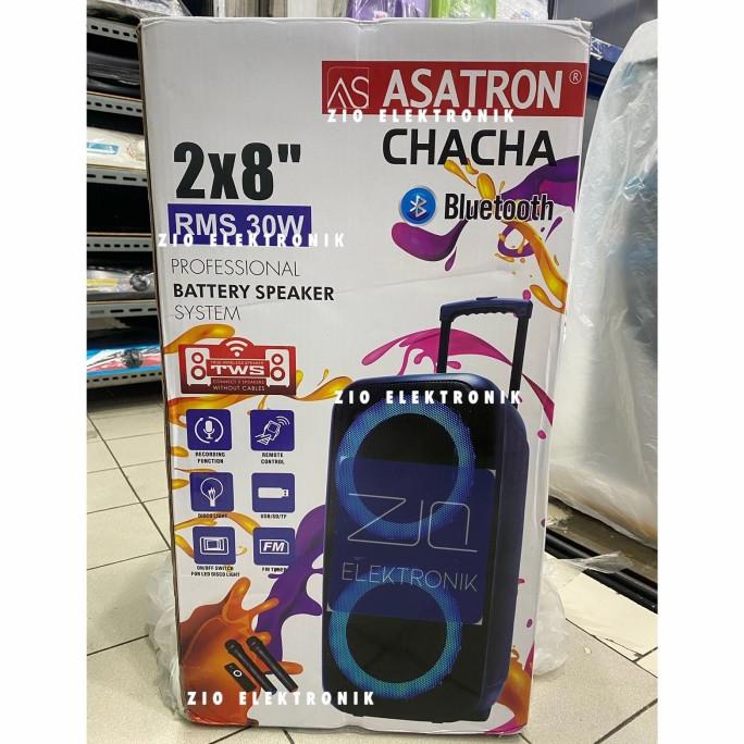 Speaker Portable Bluetooth Asatron Chacha 2X8Inch Mic Wireless H62_7Ylcb5