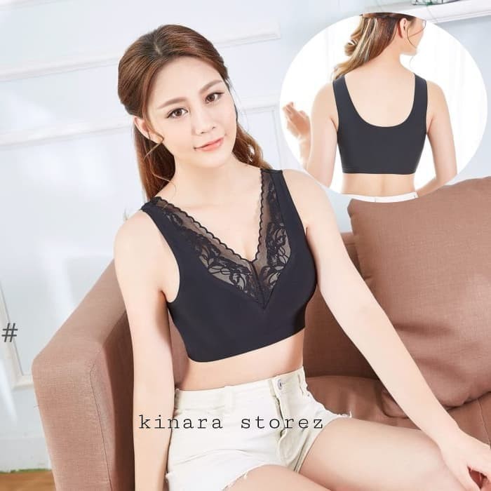 Bralette bra busa push up seamless renda brokat bunga