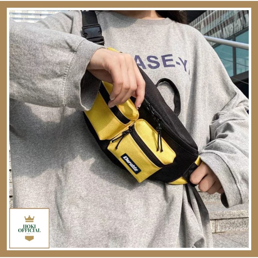 [COD] Waistbag Pria Streetwear Unisex Kantong Dua Tas Dada Desain Korean Style Tas Pria Kasual HokiOfficial