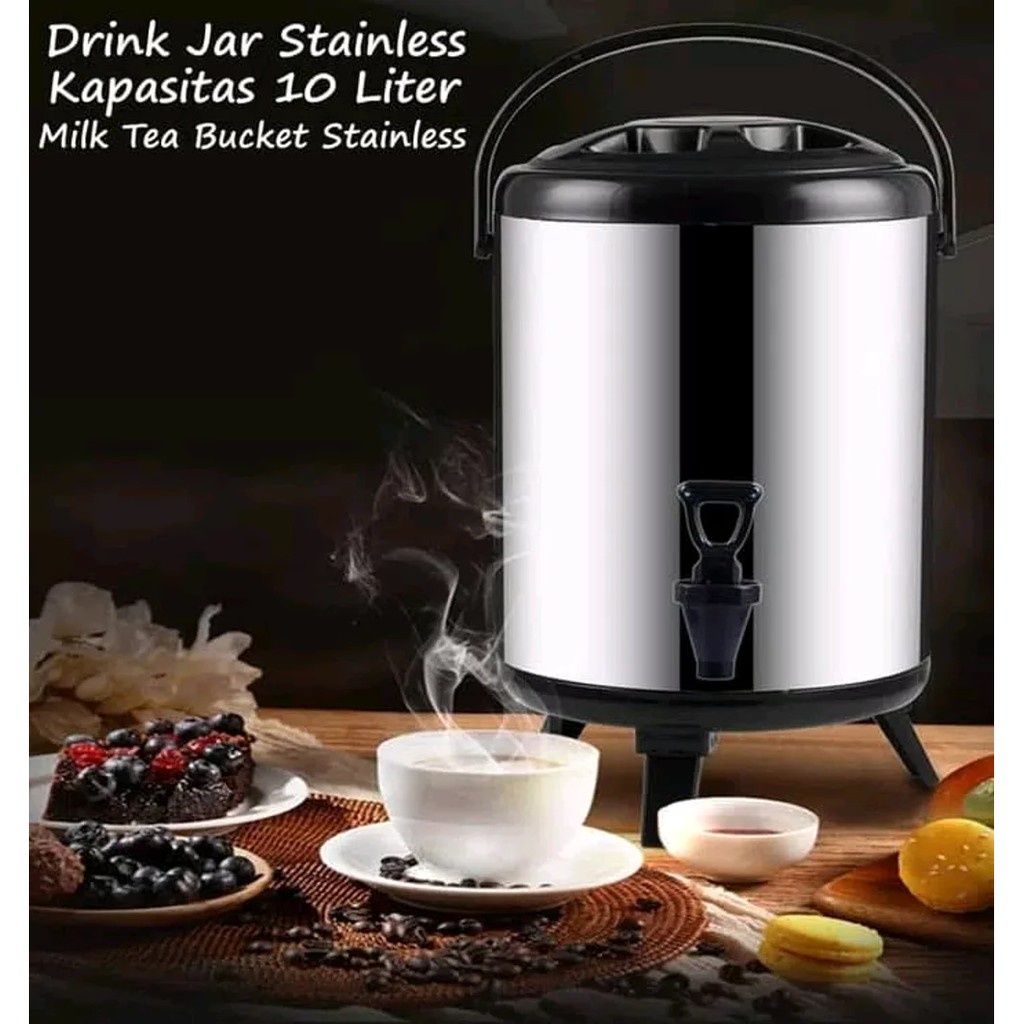 THERMOS JUMBO Water Jug Milk Tea Bucket 8/10 LITER Stainless Stell / Thermos Milk Tea Jumbo 4508/4510