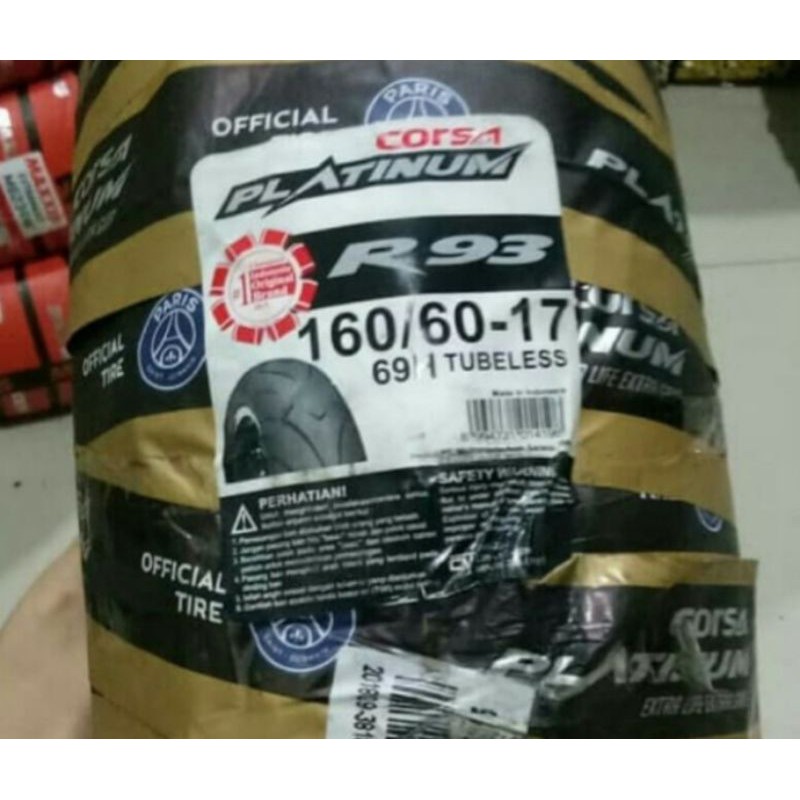 paketan ban luar corsa platinum r93 uk 110/70-17 dan 160/60-17