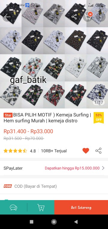 Bisa Pilih Motif) Kemeja Surfing | Hem Surving | Kemeja Surfing