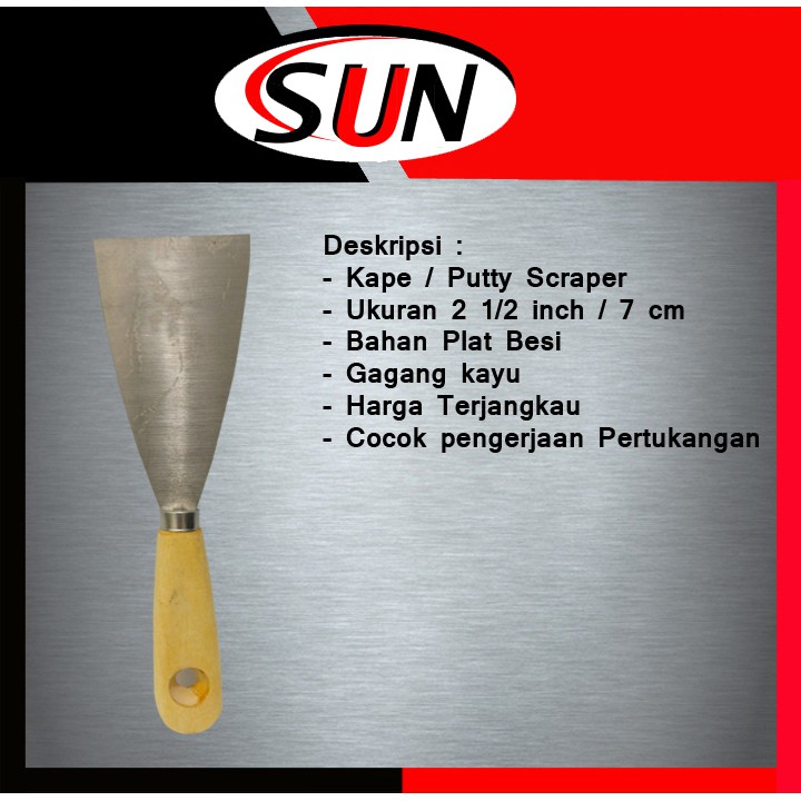 Kape Seng Gagang Kayu 2.5 Inch Putty Scraper Sekrap Skrap