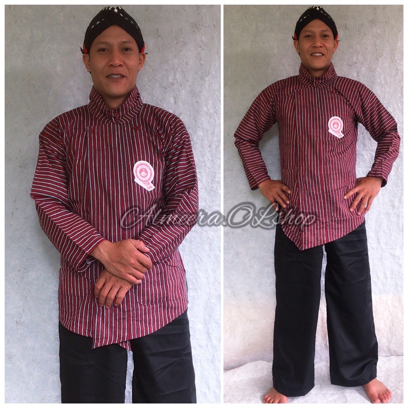 surjan lurik warna merah maroon raja keong