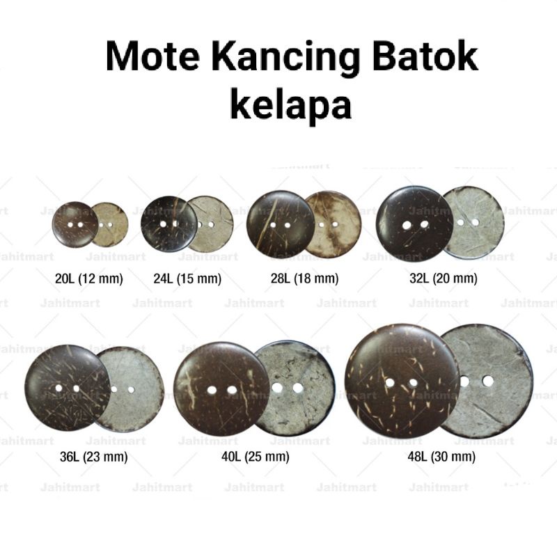 Mote Kancing Batok Ukuran 20mm/2cm/32L