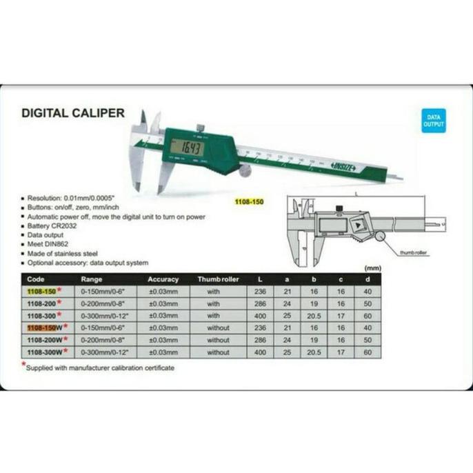 Insize 1108-200 sigmat digital caliper 8"