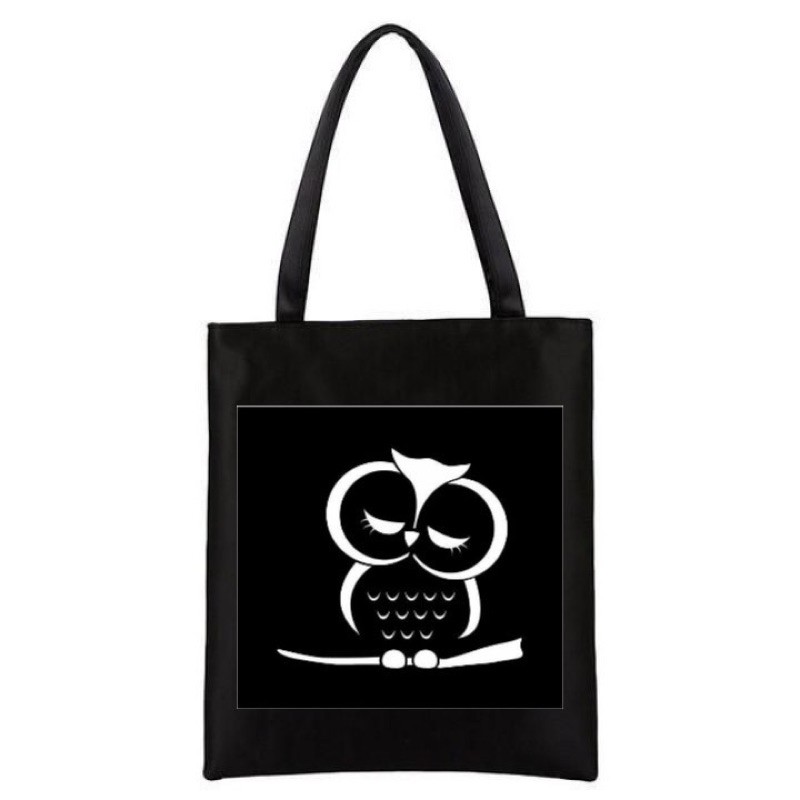 TAS KANVAS / CANVAS BAG LUCU / TAS KULIAH / TAS KANVAS KARAKTER - BURUNG HANTU