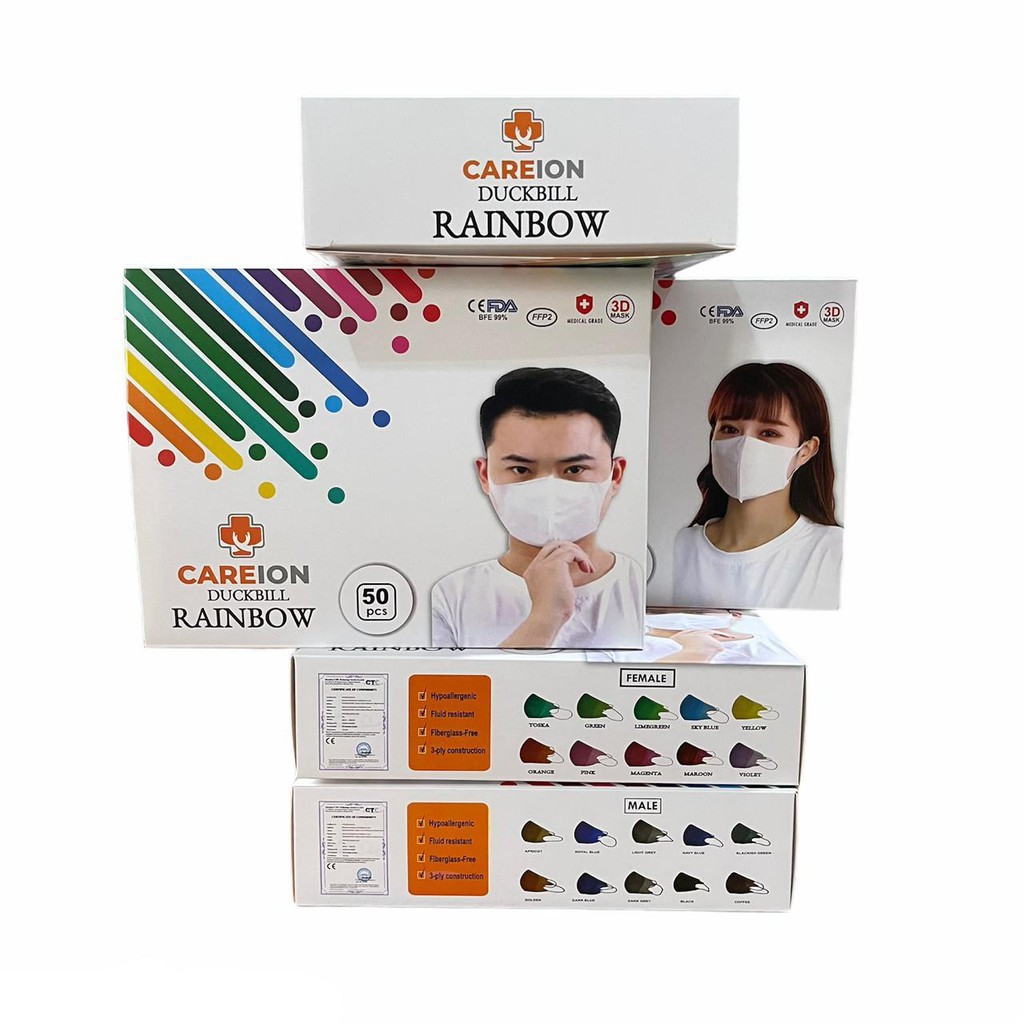 MASKER DUCKBILL dewasa RAINBOW CAREion isi 50pcs/DUCKBILL PELANGI