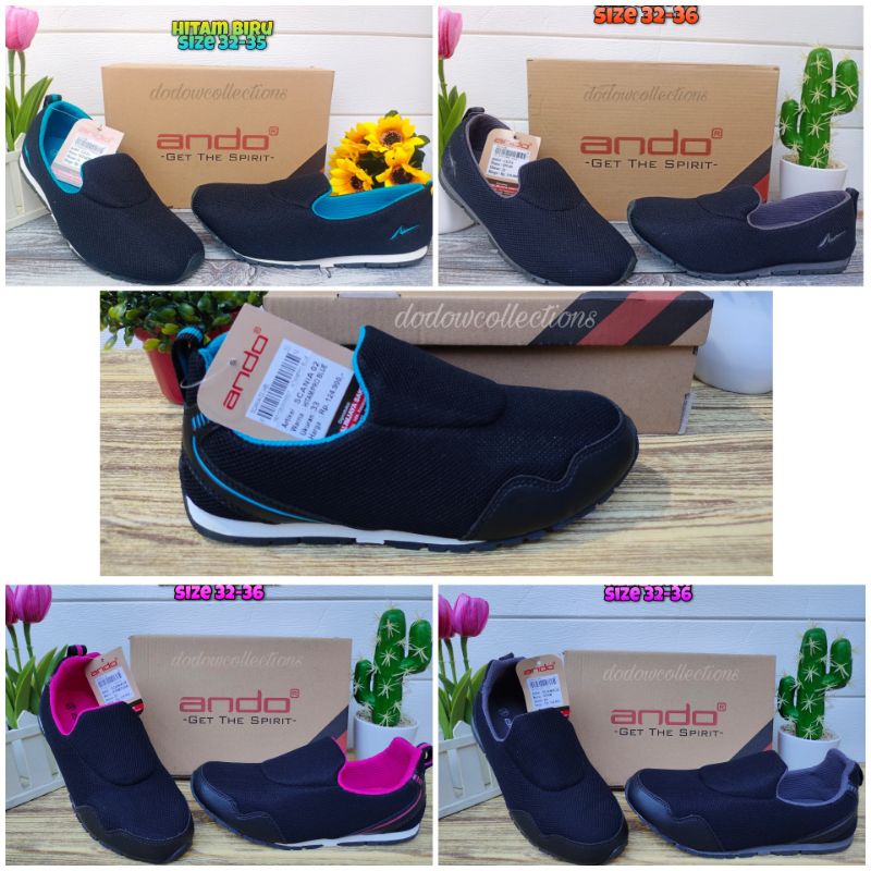 SEPATU ANDO SCANIA CALYA - SEPATU SEKOLAH SLIP ON - UKURAN 32-40 - SLIP ON ANAK MURAH / SEPATU SEKOL