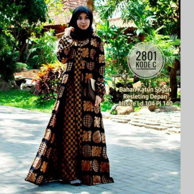 Jazzy Maxi Gamis batik terbaru 00068 batik Pekalongan model gamis terbaru 2020