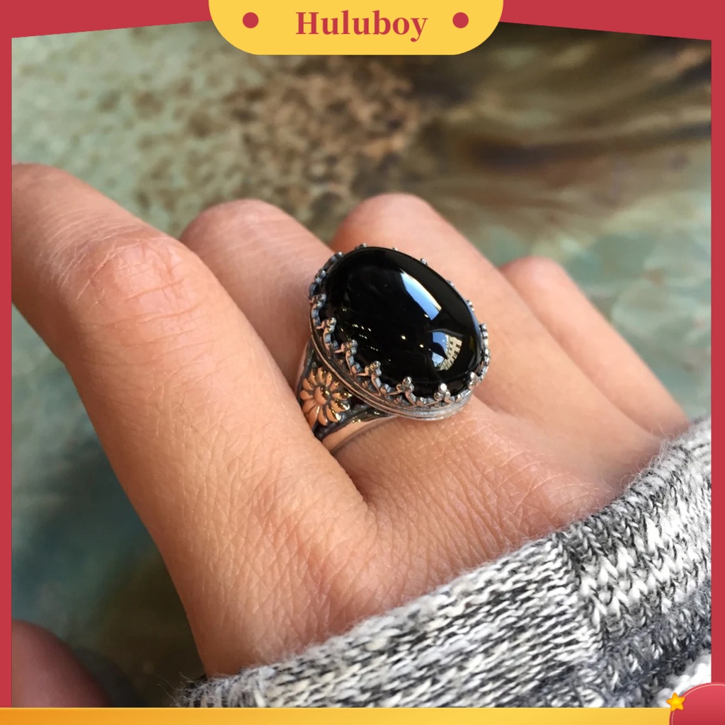 Hu Hu Hu Hu Hu Alat Bantu Pasang Kacamata♡ Cincin Lebar Motif Ukiran Bunga Hias Batu Permata Imitasi Gaya Rock Untuk Unisexpriawanita