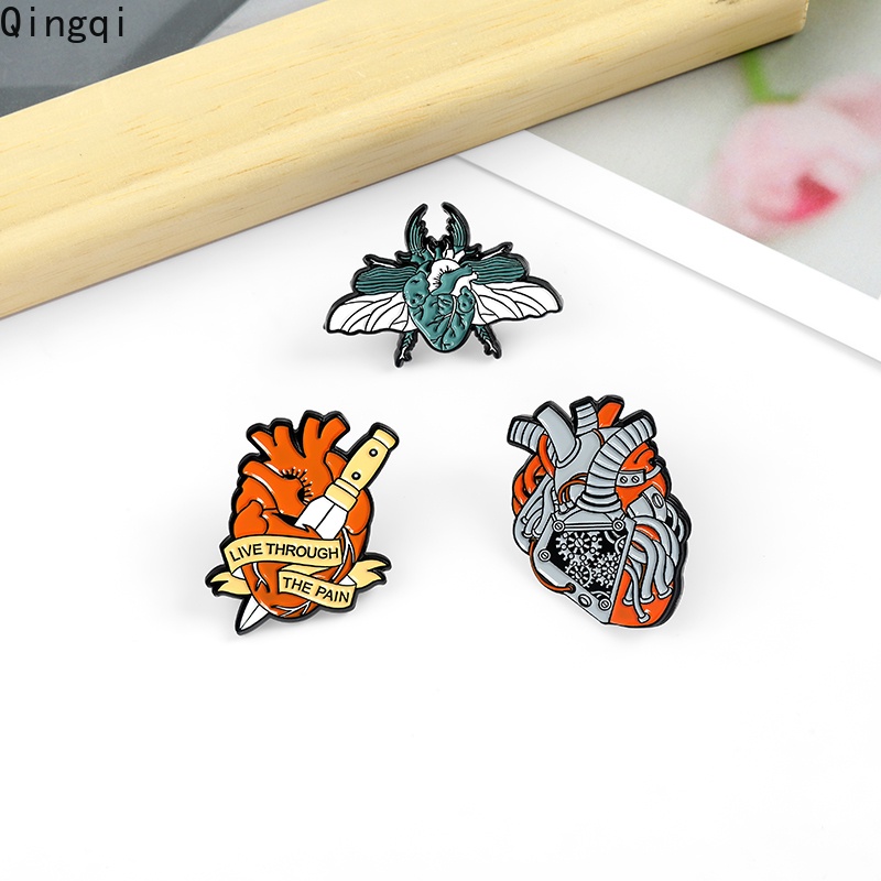 Bros Pin Enamel Bentuk Kartun Organ Hati Untuk Hadiah Teman