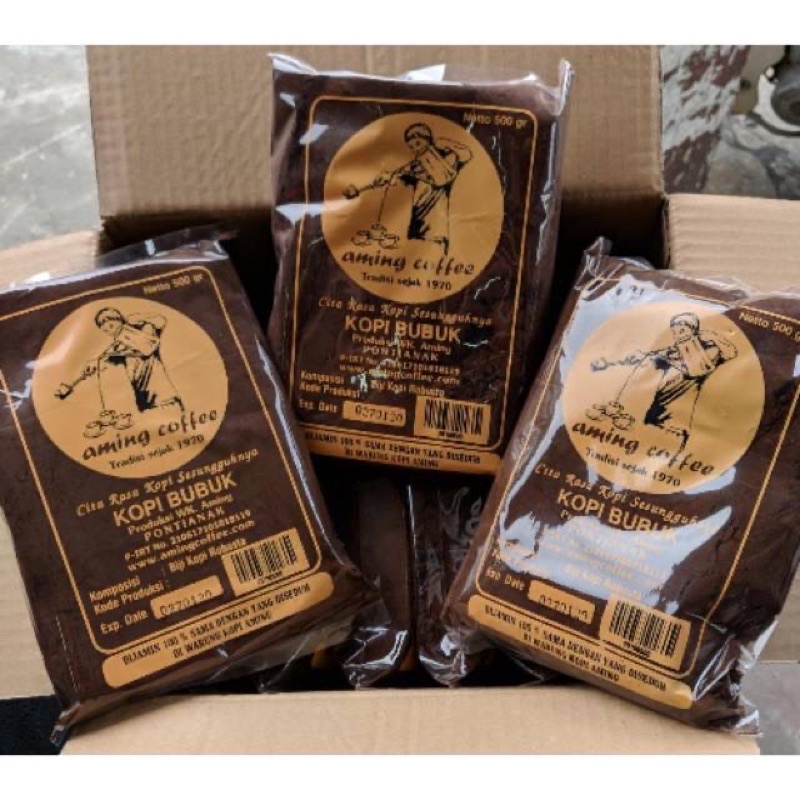 

Kopi bubuk AMING 500gr khas pontianak 100% asli