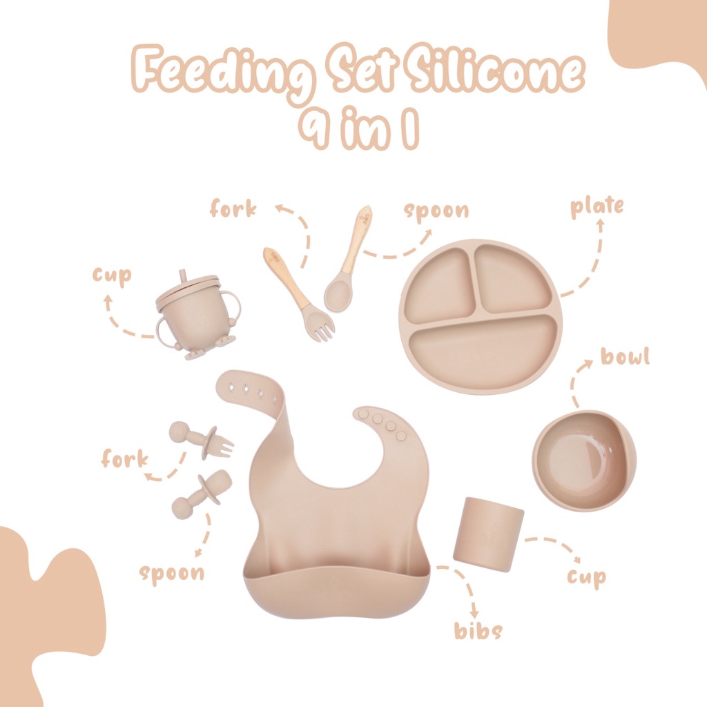 Tempat Makan Baby-Tempat Makan Baby Silicon-Tempat Makan Bayi Set 9in1 NIA Aman