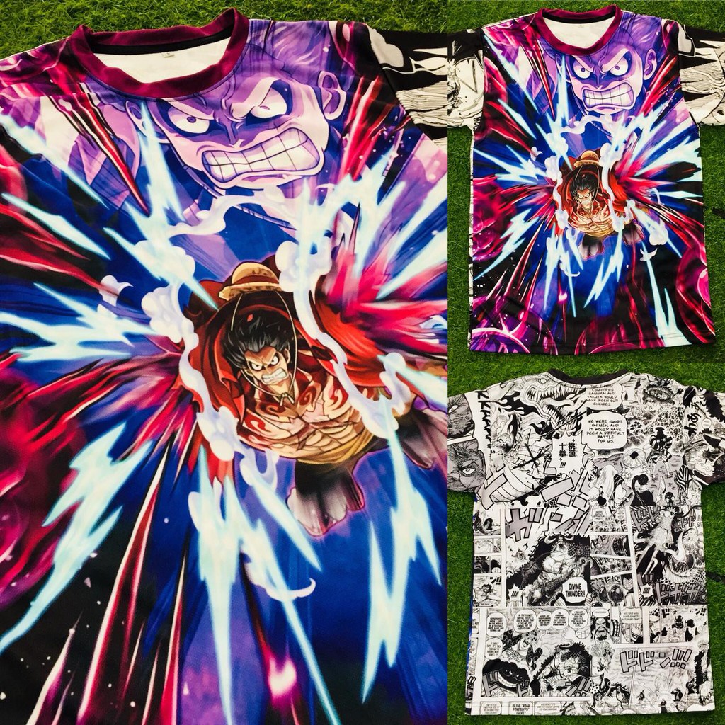 Tshirt Luffy Gear Bounce Man fullprint Anime One Piece Manga Character