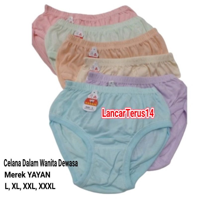 3Pcs Celana Dalam Wanita / CD Wanita Dewasa Karet Kerut Merek YAYAN