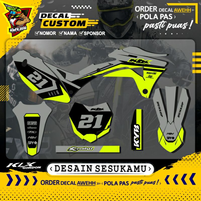 DECAL STIKER KLX GORDON - KLX DTRACKER - KLX BF STABILO