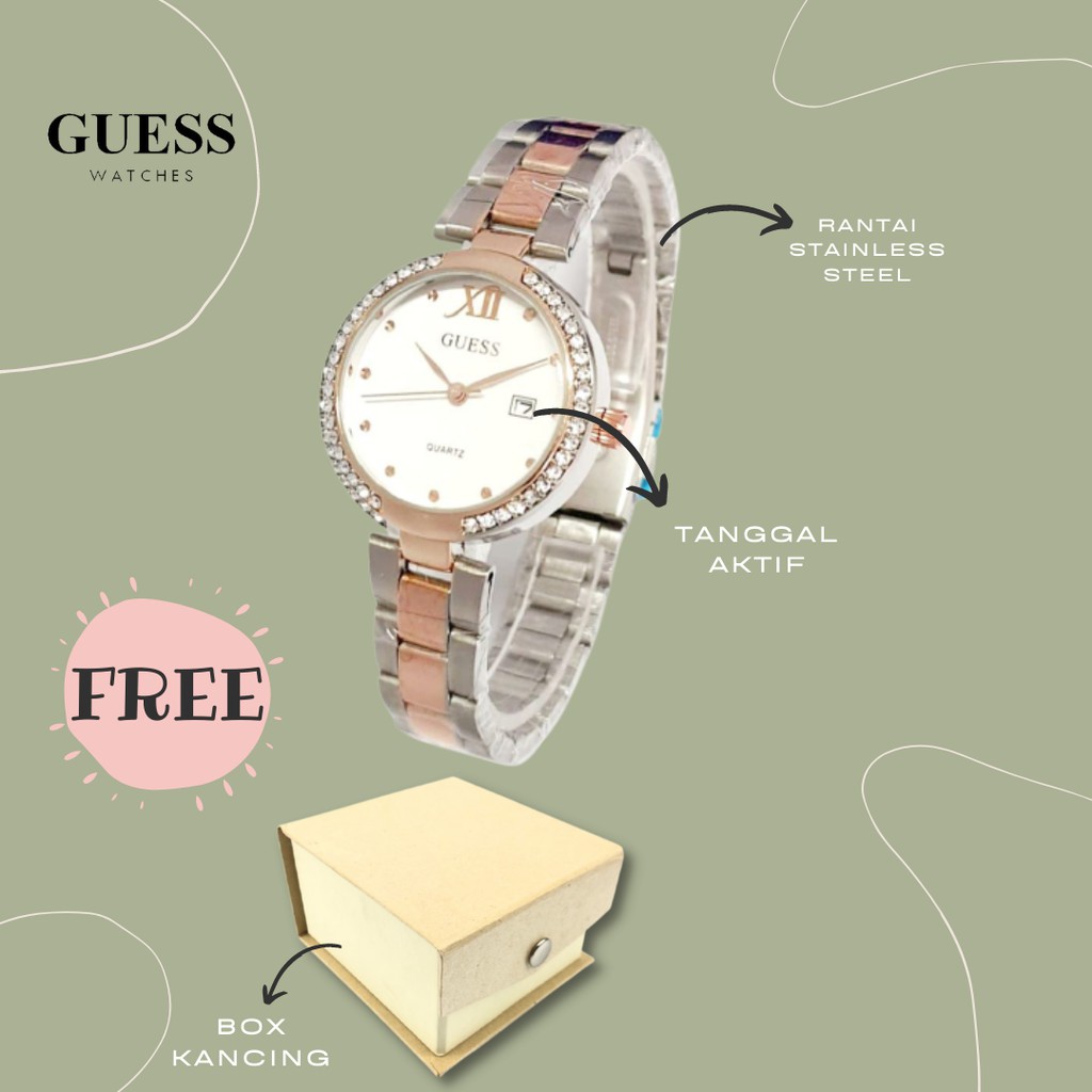 BEST SELLER - JAM TANGAN WANITA CEWEK GUESS COLLECTION SUPER MEWAH ELEGANT GC898 FREE BOX