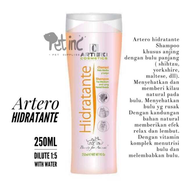 Artero Hidratante Shampoo untuk anjing bulu panjang lurus made in spain