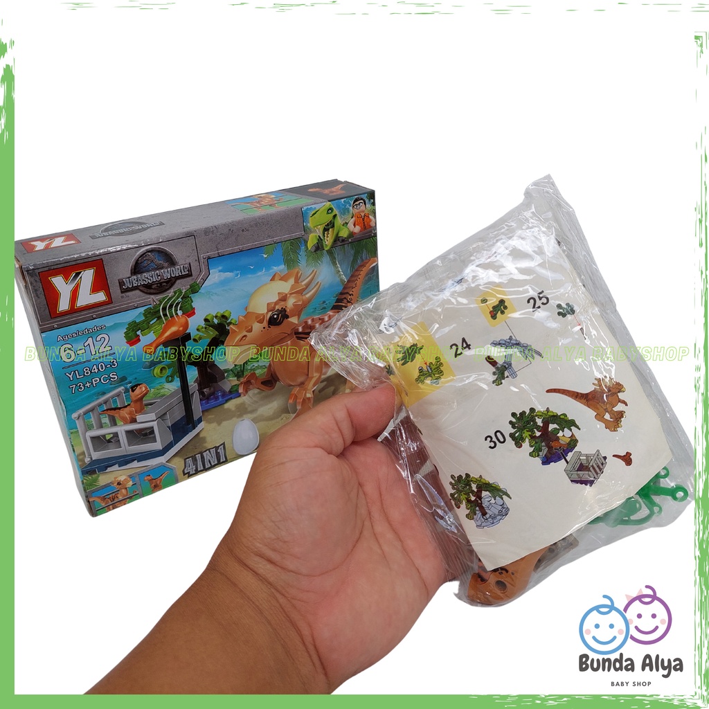 Mainan Block Bongkar Pasang Bentuk Dinosaurus Jurassic World - Mainan Edukasi Anak Dinosaurus YL 4in1