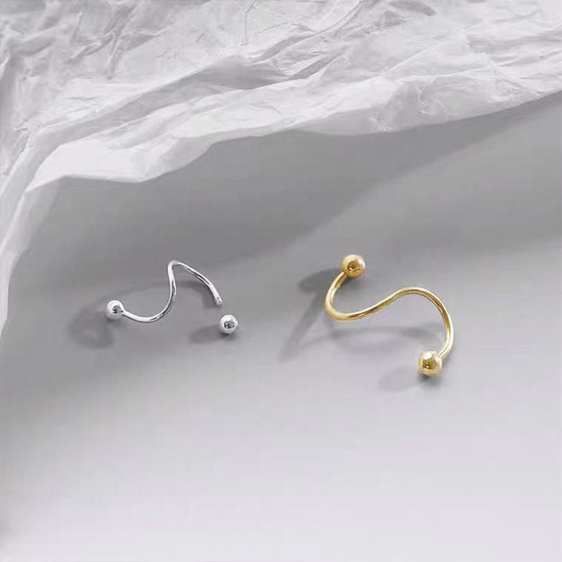 Prettygood1 Pasang Anting-Anting Sederhana Baru Kepribadian Wanita Minoritas Double Spiral Ear Studs - GOOD