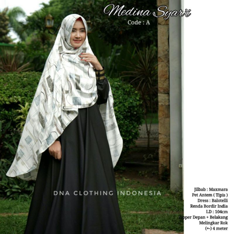 MEDINA SYARI DRESS ORI DNA SET GAMIS POLOS SET KHIMAR MOTIF SET GAMIS MAXMARA
