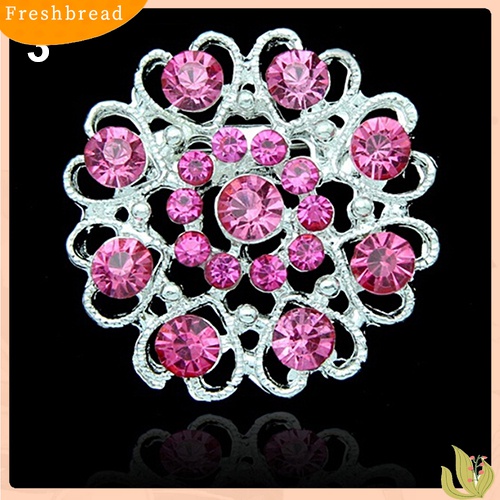 [ TERLARIS]Rhinestone Crystal Brooch Hollow Out Collar Pin Silver Plated Flower Jewelry