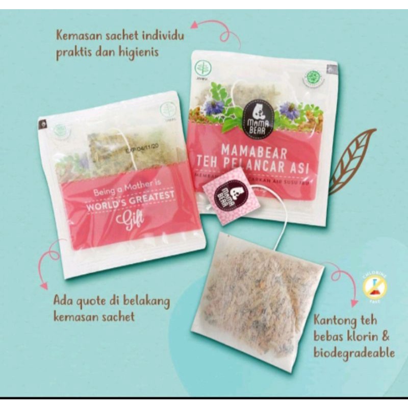 Mama Bear Tea Sachet/ Pelancar Asi/ Asi booster kemasan sachet/ Teh Pelancar Asi isi 1 sachet