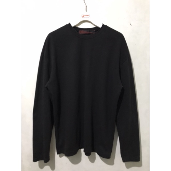 Preloved Compagno Longsleeve Kaos Panjang Hitam Polos size M fit L