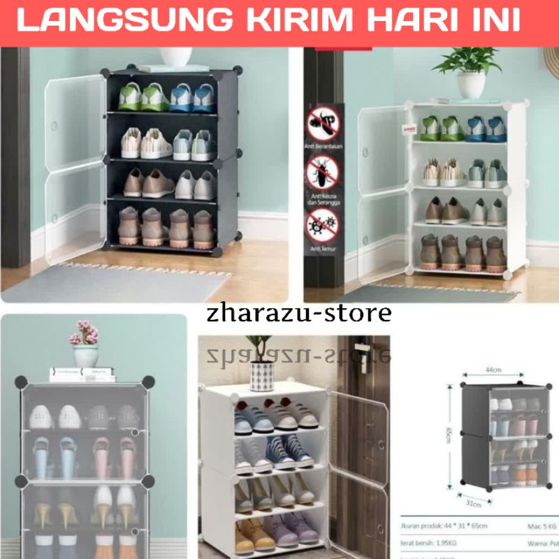 TERLARIS Rak Sepatu Anti Debu 4 Layer/Rak sepatu Susun Tebal Shoe Rack Portable Serbaguna / Rak sepatu pintu portable anti debu