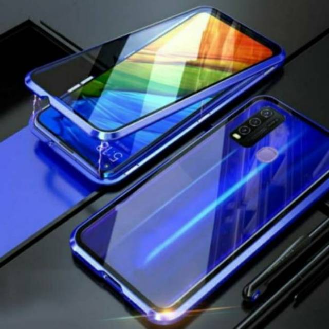 Case magnetic double glass vivo y50,y30,y19,y12,y15,y17,s1 pro,s1,v17 pro, kaca depan belakang