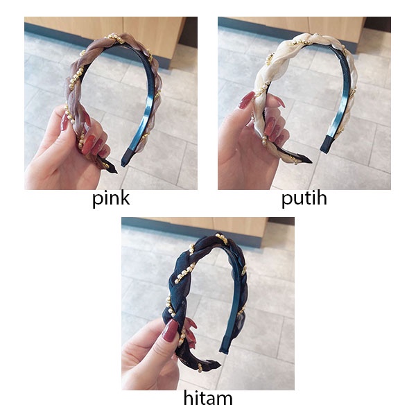 bando mutiara pearl bow hair band jba047(1A4)