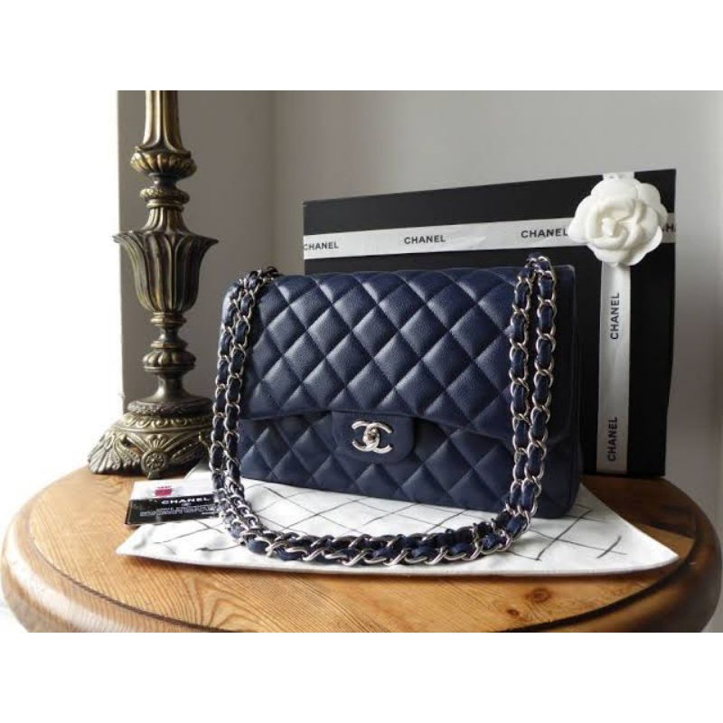 Chanel Timeless Classic 2.55 Jumbo Flap Bag in Dark Navy Caviar rear product