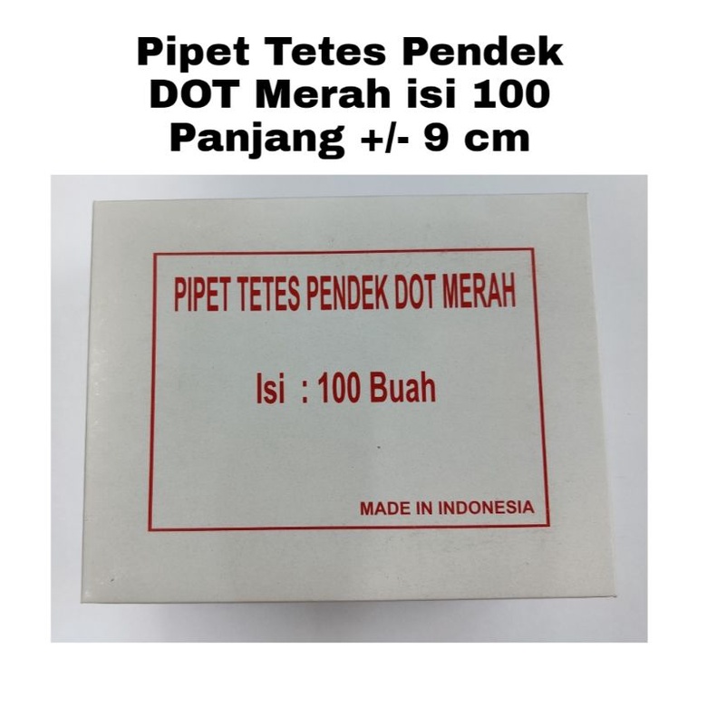 Pipet Tetes Pendek Dot Merah Pipet Tetes Kaca Kuning 9 Laboratorium Panjang 9 cm