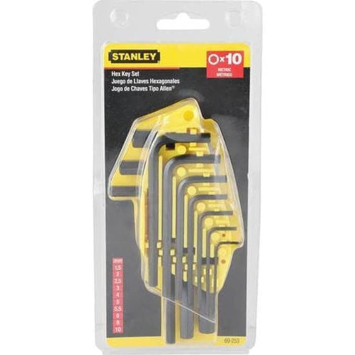 kunci l set mm stanley 10pcs matric hex key set