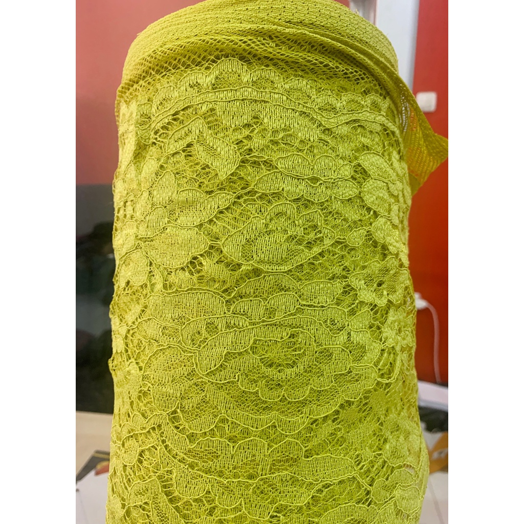 Kain BROKAT CORD LACE NON GLITTER-LEMON