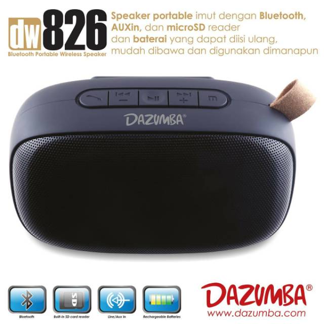 Speaker Portable Big Bass Bluetooth With Handsfree Call Dazumba DW826