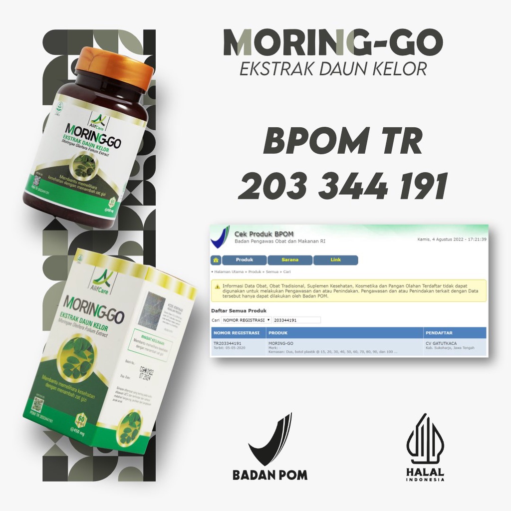 MORINGGO Kapsul Ekstrak Daun Kelor Obat Darah Tinggi Asam Urat Nyeri Sendi Kolestrol ASI Booster