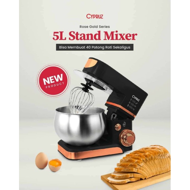 Stand Mixer Cypruz Mixer 5 Liter standing mixser roti adonan kue donat stainless steel 304