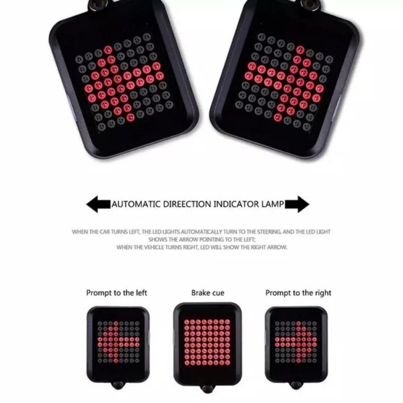 LAMPU BELAKANG SEPEDA 64 LED SENSOR OTOMATIS SEIN KANAN KIRI SEN BICYCLE LIGHT AUTOMATIC INDICATOR