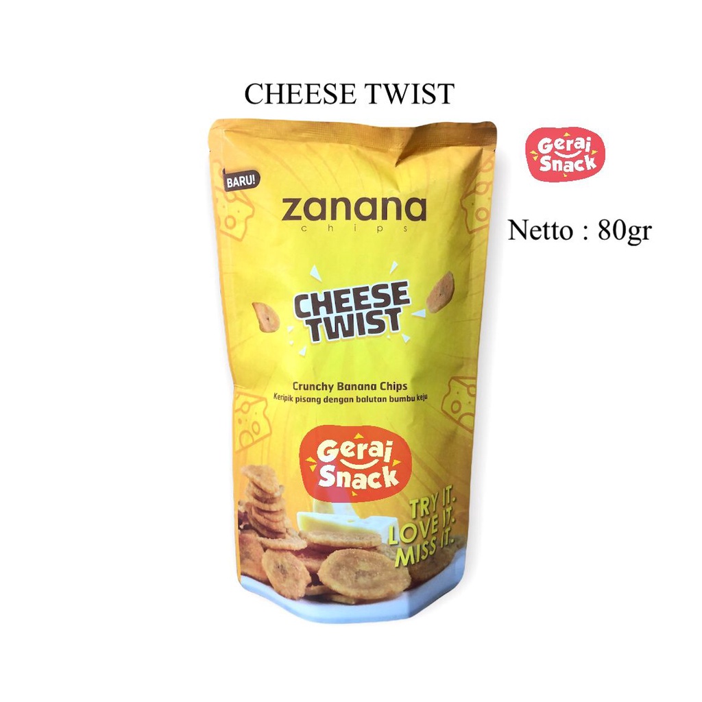 Keripik Pisang Zanana Chips Rasa Cheese Twist Varian Special 80g