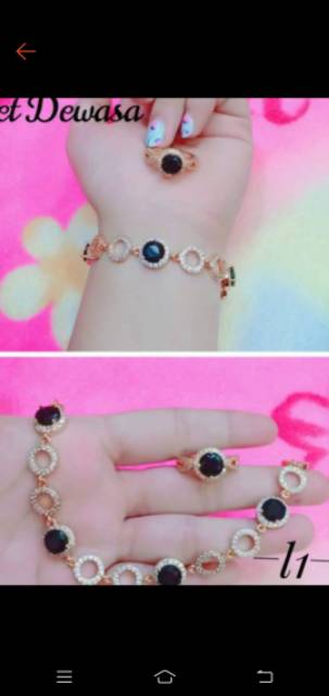 Xuping gelang dan cincin lapis emas 2522f