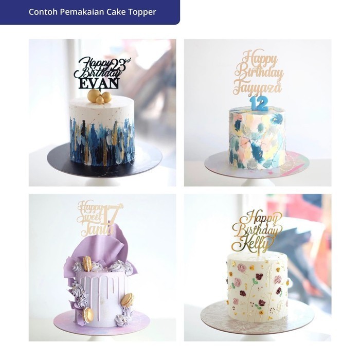 Cake Topper Angka Huruf Caketopper Murah Akrilik Acrylic Hiasan Kue Tart Ulang Tahun Dekorasi