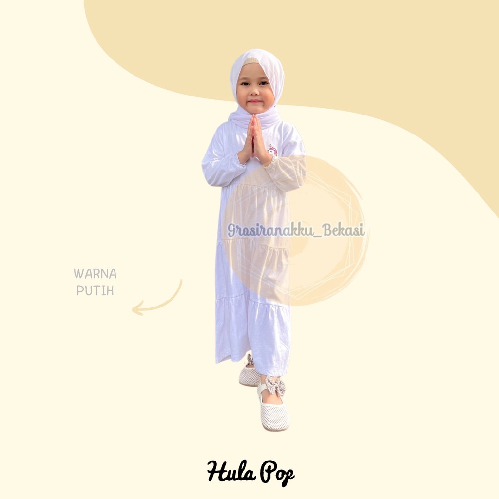 Gamis Putih Manasik Haji Anak Hullapop Size 2-4THN