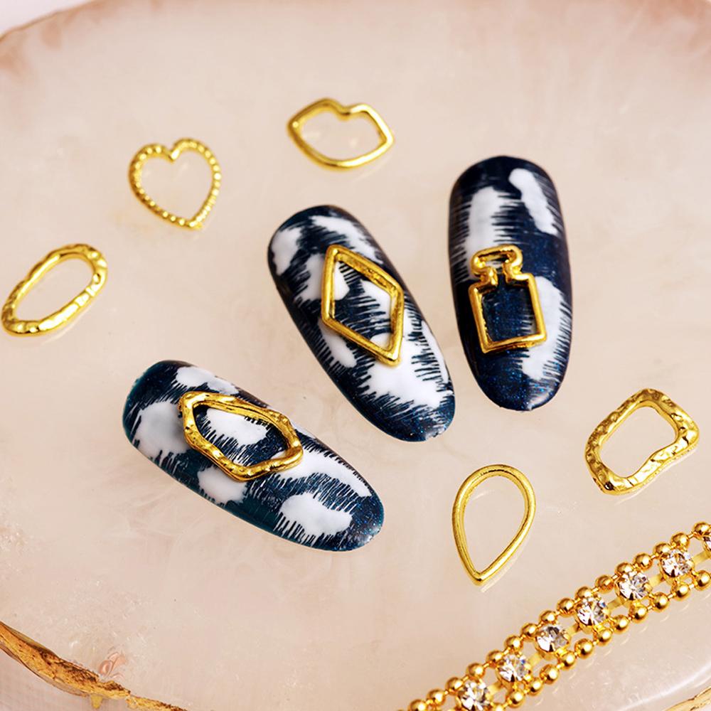 MXBEAUTY 3d Nail Art Dekorasi 20Pcs /set Jepang Berongga Manicure Aksesoris Paduan Tidak Teratur Bingkai Stiker Kuku