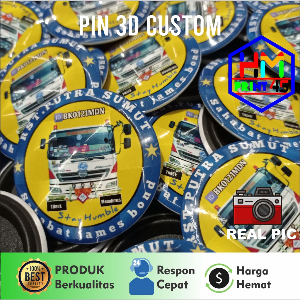 CETAK PIN PENITI CUSTOM 3D 58mm