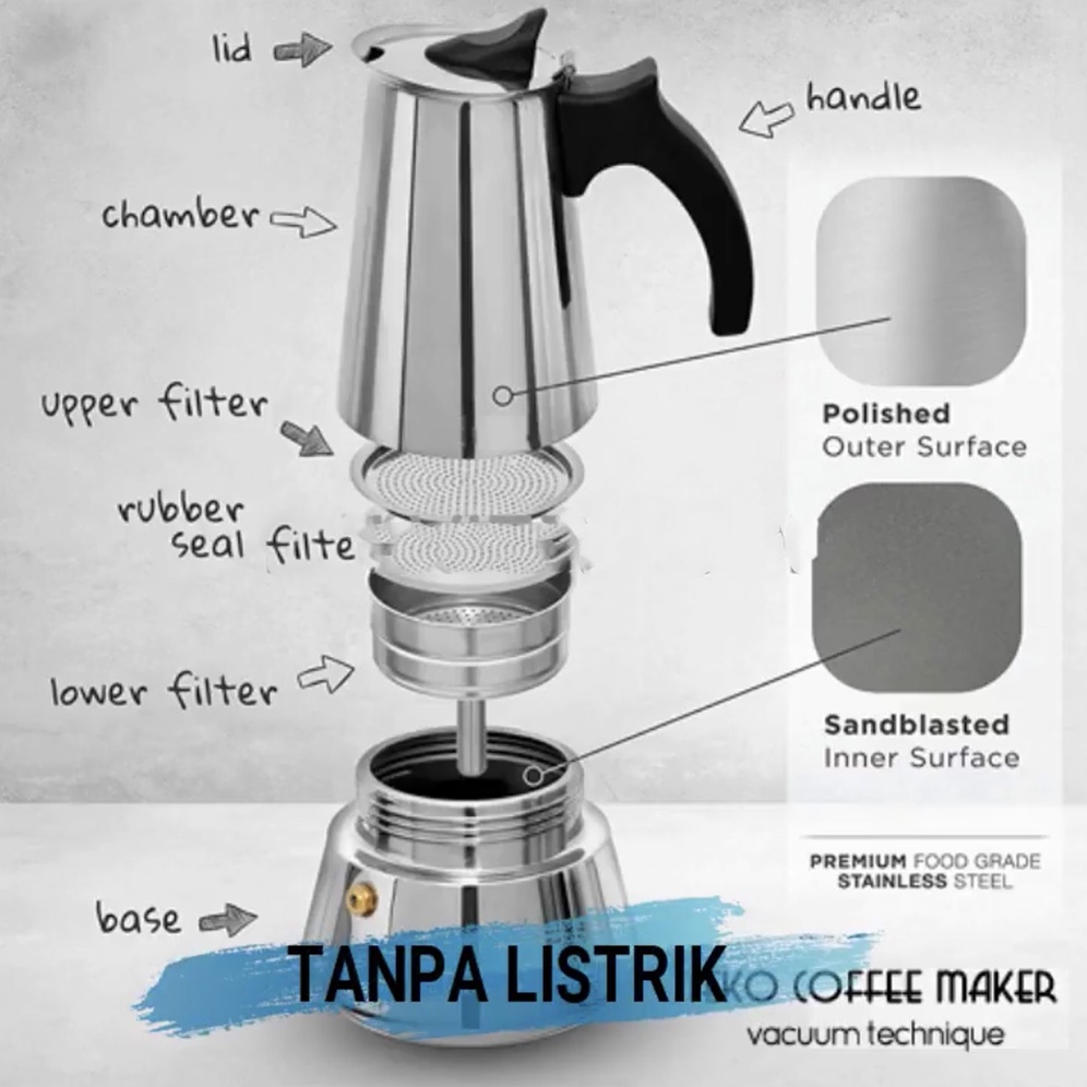 Teko Kopi Espresso Coffee Maker Moka Pot Stovetop Filter Z20