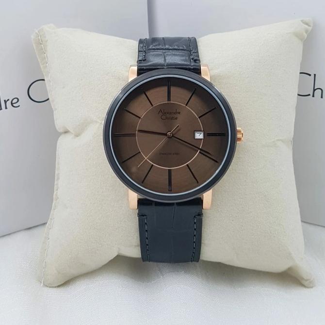 Jam Tangan Pria Analog Alexander Christie AC 8344MBR Kulit Original dV~