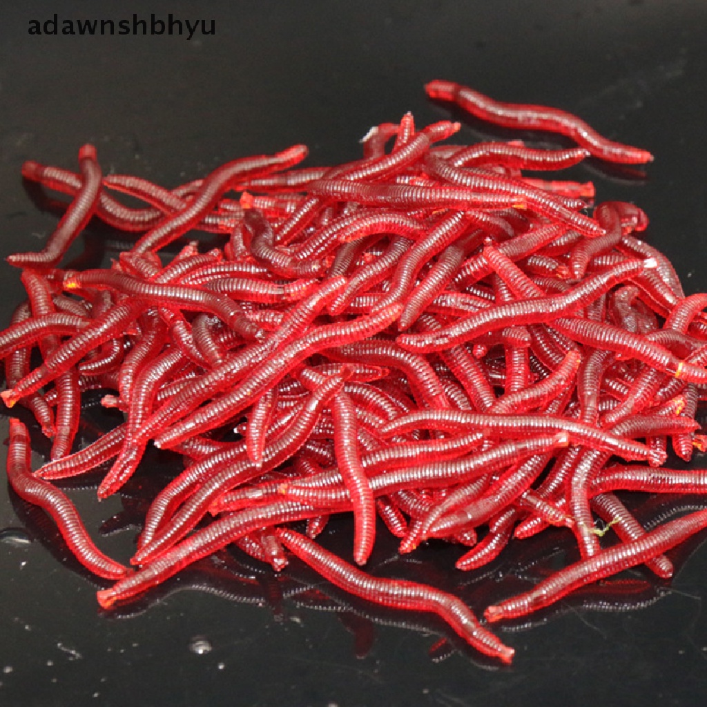 Adawnshbhyu 100 Pcs Silikon Cacing Merah Soft Lures Cacing Tanah Umpan Karet Udang Bass Ikan Gurame